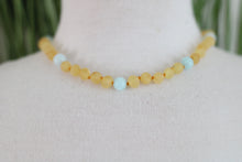 Load image into Gallery viewer, Raw Honey Amber + Amazonite Halo || Necklace