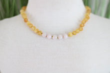 Load image into Gallery viewer, Copy of Kids: Raw Honey Amber + Rose Quartz Necklace
