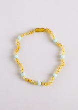 Load image into Gallery viewer, Raw Honey Amber + Amazonite Halo || Necklace